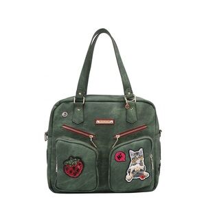 Nicole Lee Green Backpack with Fun Patches